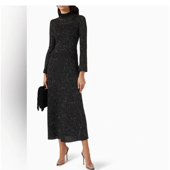 Maje Black Sparkle Long Sleeve Dress - Picture 3 of 7